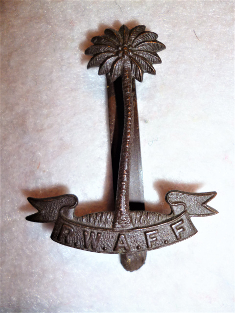 R.W.A.F.F. Regiment Officer's Gilt Collar Badge